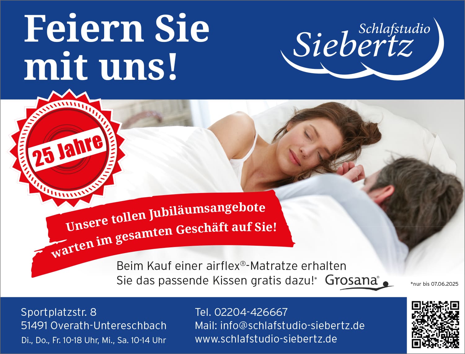 Beim Kauf einer airflex®-Matratze erhalten Sie das passende Kissen gratis dazu!